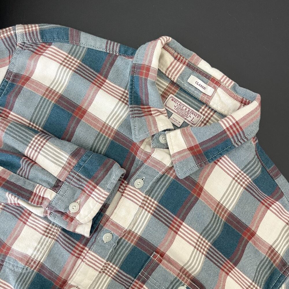 J Crew Wallace Barnes Flannel Shirt Men Large Plaid Classic Fit Button Up Preppy